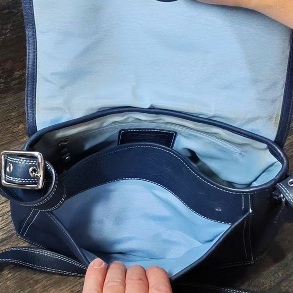 Coach Dark Blue Crossbody Bag Purse - Picture 11 of 13